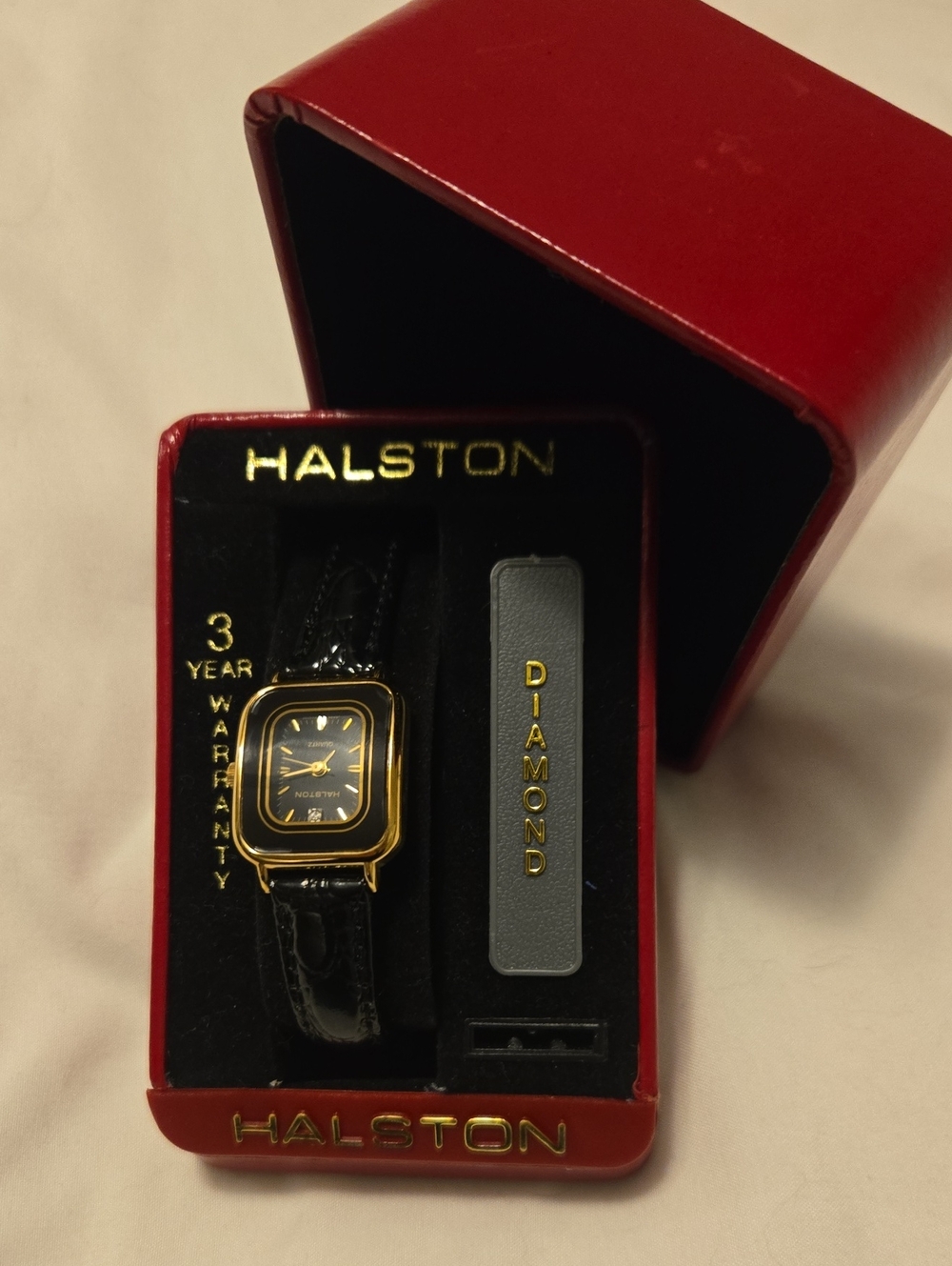 Halston Heritage Black and Gold Dress Watch